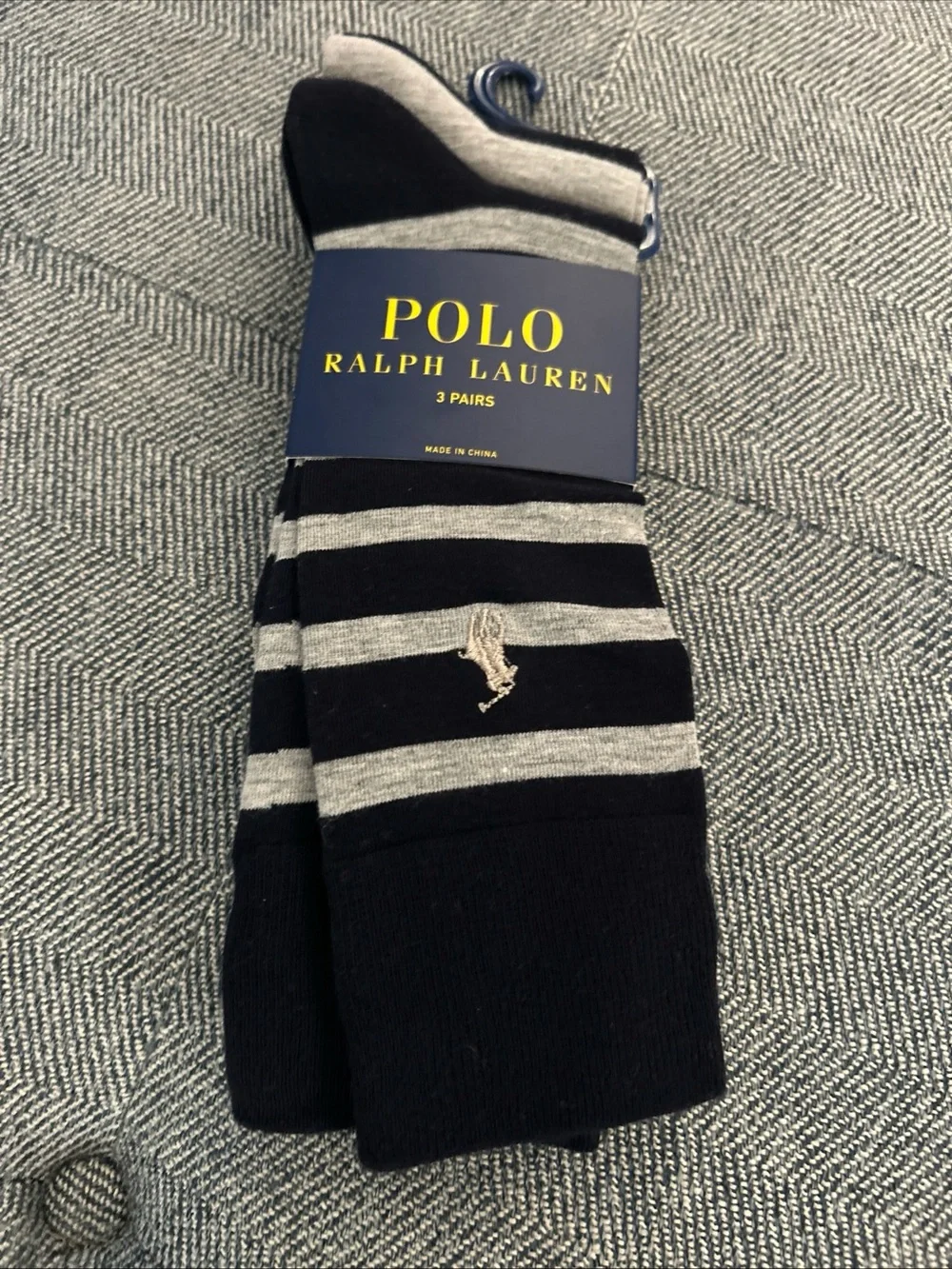New Polo Ralph Lauren Men's 3-Pair Socks  Navy/Gray- Shoe Size- 6-12.5